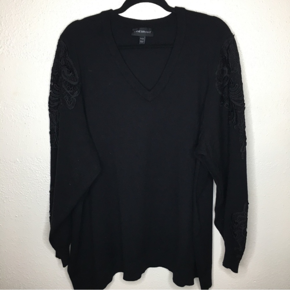 Lane Bryant V-Neck Lace Detail Sweater 26/28